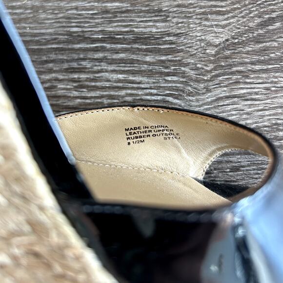 Michael Kors Gabriella Black Patent Leather Espadrille Wedges Platform Sandals - Picture 16 of 16